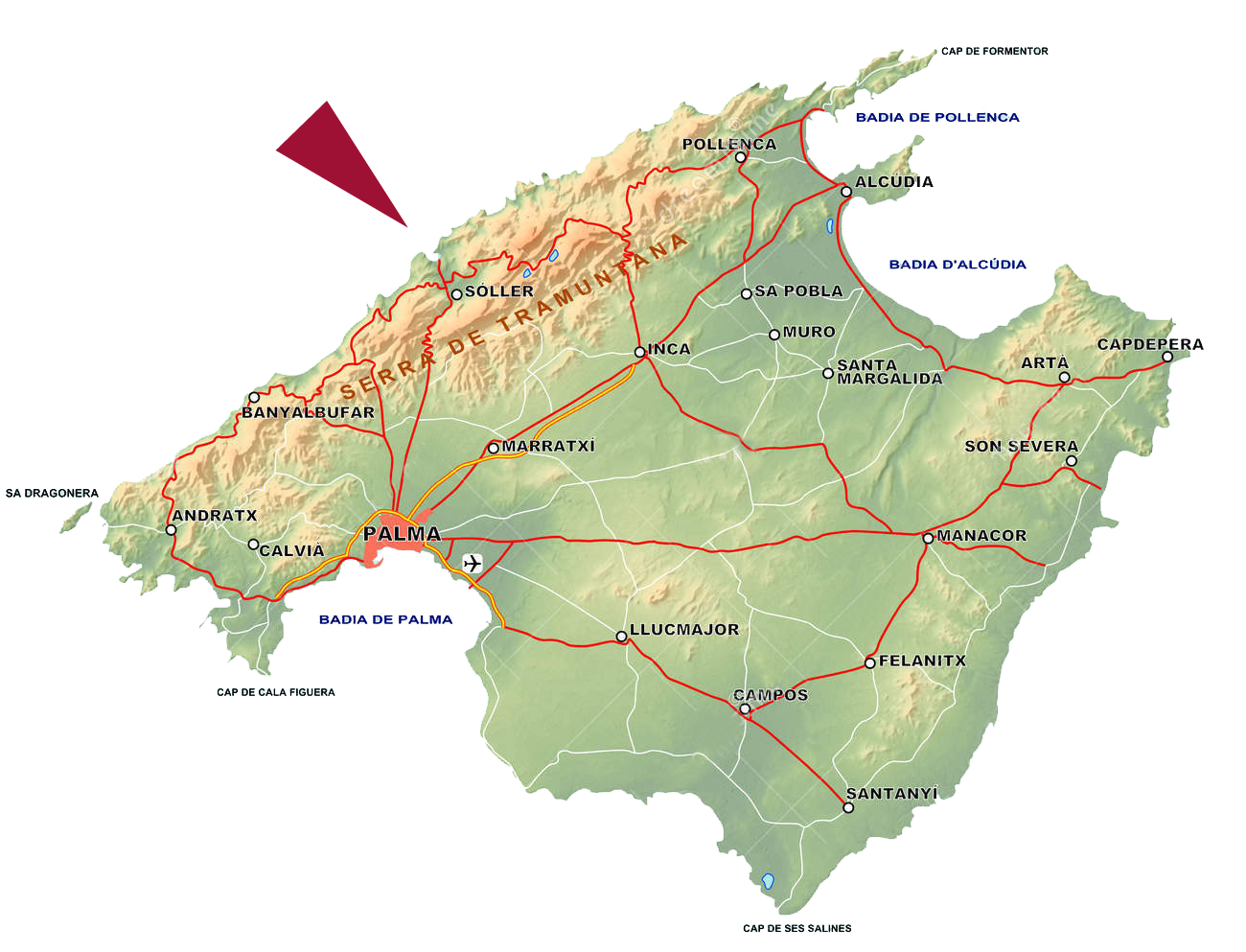 Пальма майорка карта. Майорка на карте. Карта Майорки с курортами. Майорка достопримечательности на карте. Районы Майорки.